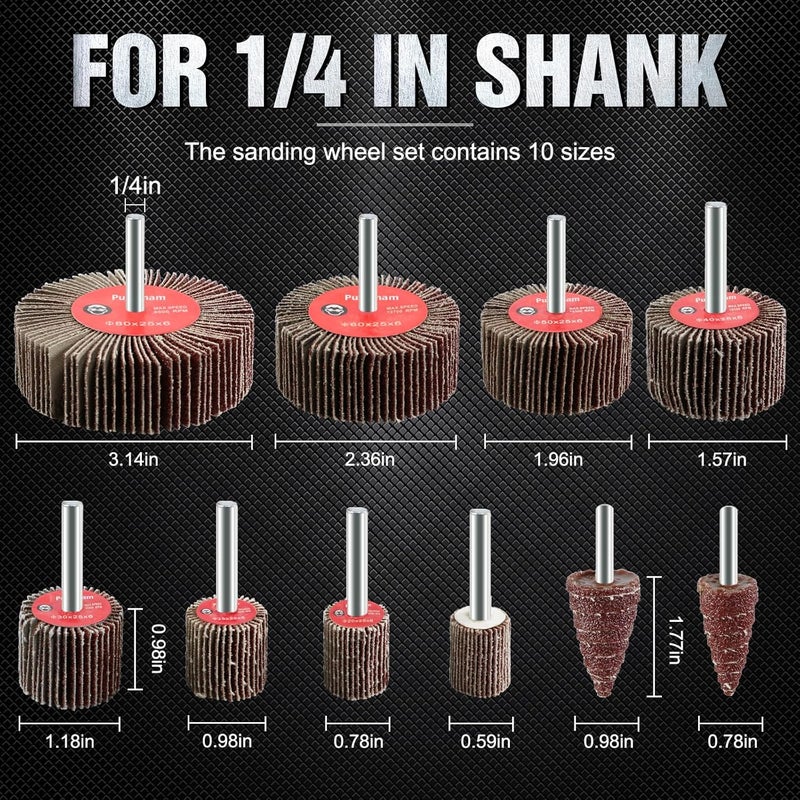 Pukamam 20 Pcs Flap Wheel Sander Set 80 Grit Sanding Wheel for Drill 1/4" Shank for Metal Wood - Image 2